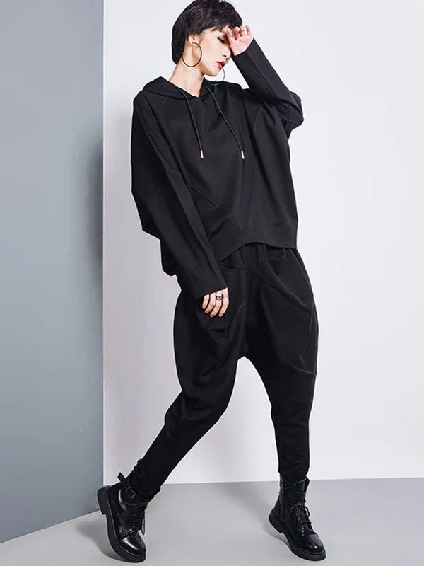 Casual Loose Split-Joint Solid Color High-Waisted Harem Pants - Image 6