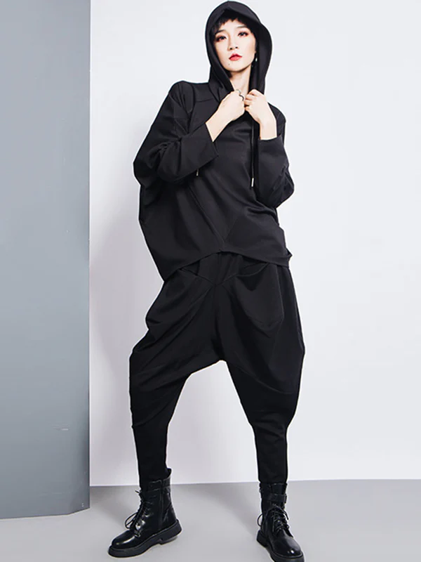 Casual Loose Split-Joint Solid Color High-Waisted Harem Pants - Image 7