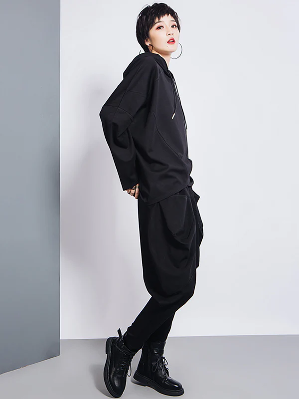 Casual Loose Split-Joint Solid Color High-Waisted Harem Pants - Image 8