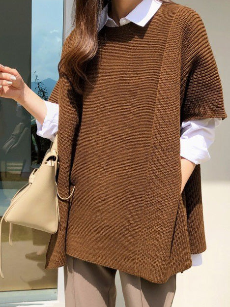 Casual Loose Split-Side Round-Neck Sweater Tops - Image 4