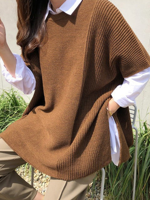 Casual Loose Split-Side Round-Neck Sweater Tops - Image 6
