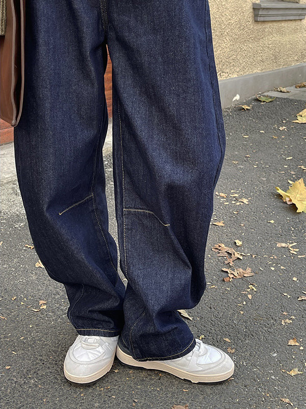 Casual Loose Wide Leg Solid Color Jean Pants Bottoms - Image 10