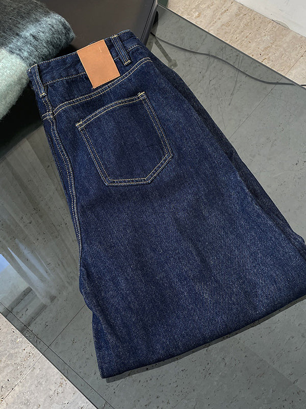Casual Loose Wide Leg Solid Color Jean Pants Bottoms - Image 14