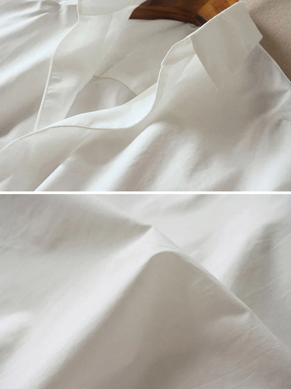 Casual Short Sleeves Loose Solid Color Lapel Collar Blouses&Shirts Tops - Image 7