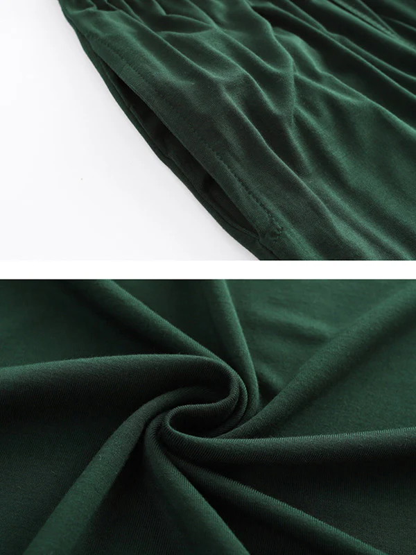 Casual Short Sleeves Solid Color V-Neck T Shirt Top&Drawstring Pants Pajamas Set - Image 15
