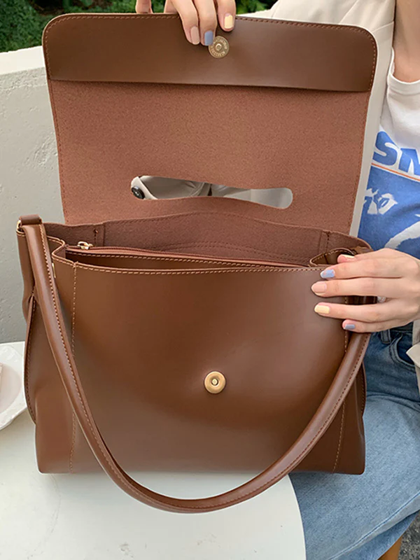 Casual Simple Chic Solid Color Shoulder Bag - Image 11