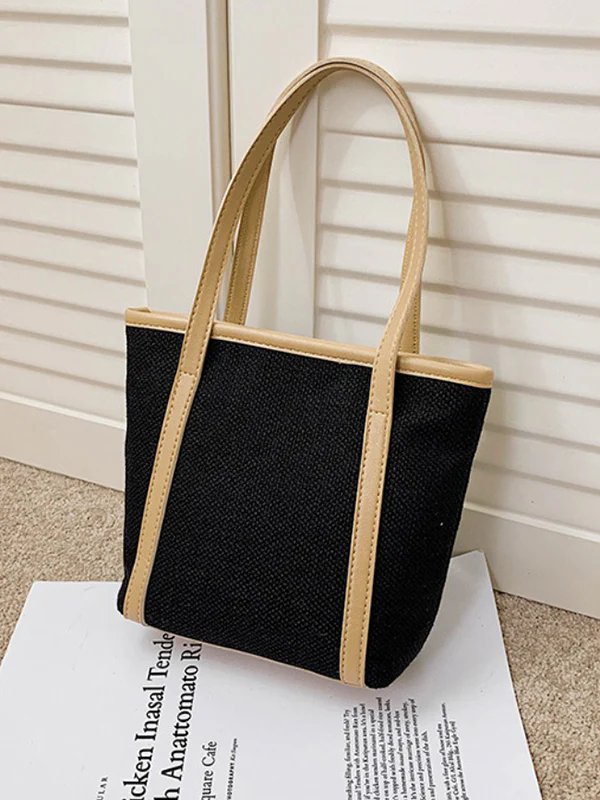 Casual Simple Solid Color Canvas Tote Bag - Image 10