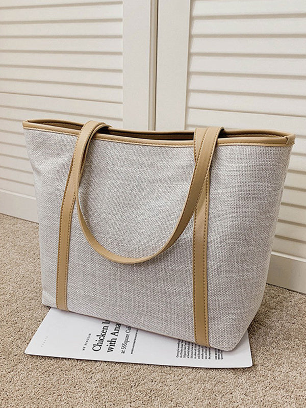 Casual Simple Solid Color Canvas Tote Bag - Image 11