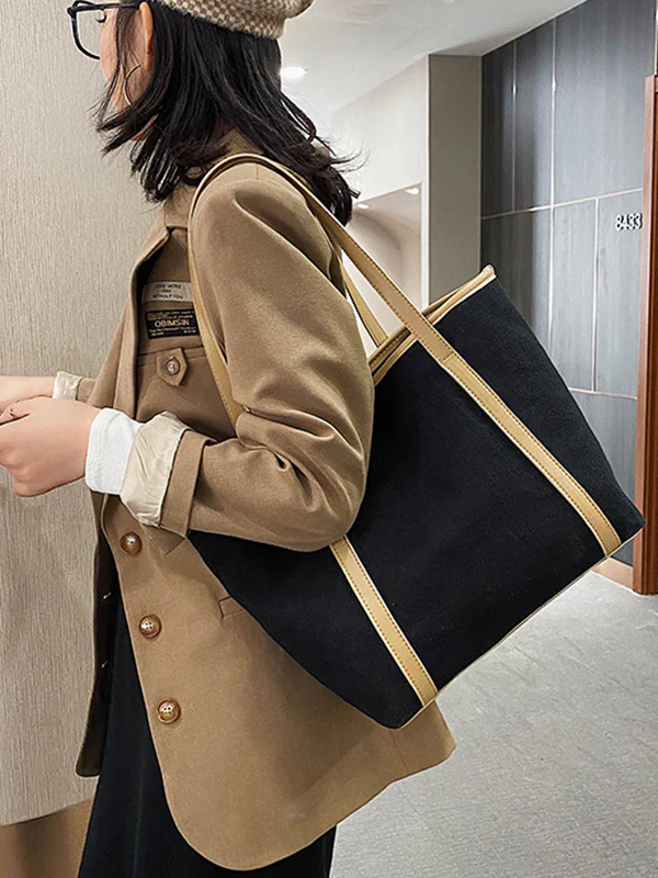 Casual Simple Solid Color Canvas Tote Bag - Image 3