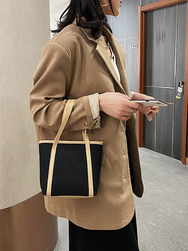 Casual Simple Solid Color Canvas Tote Bag - Image 4