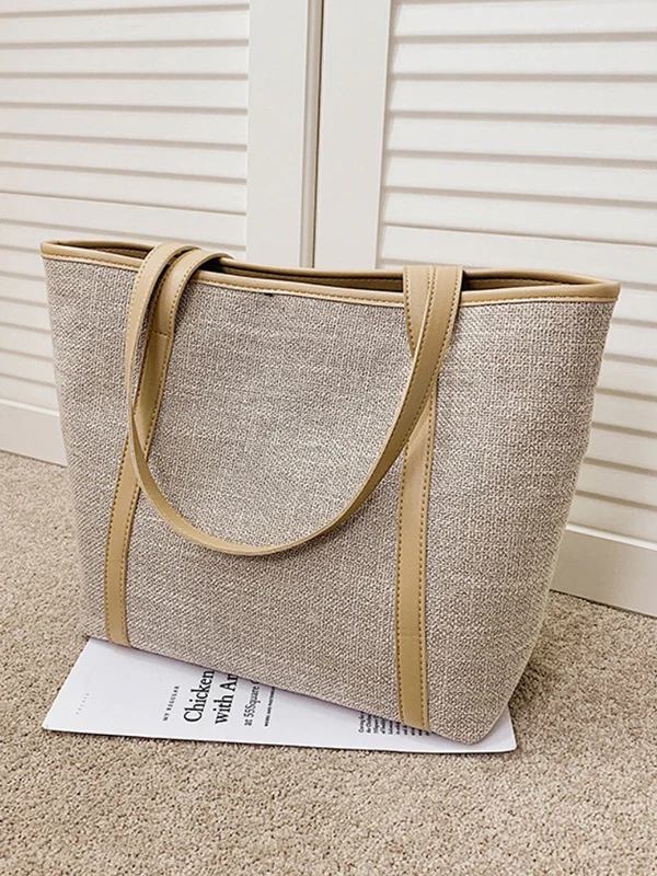 Casual Simple Solid Color Canvas Tote Bag - Image 7