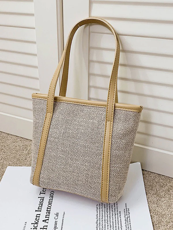 Casual Simple Solid Color Canvas Tote Bag - Image 8