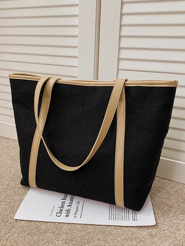 Casual Simple Solid Color Canvas Tote Bag - Image 9