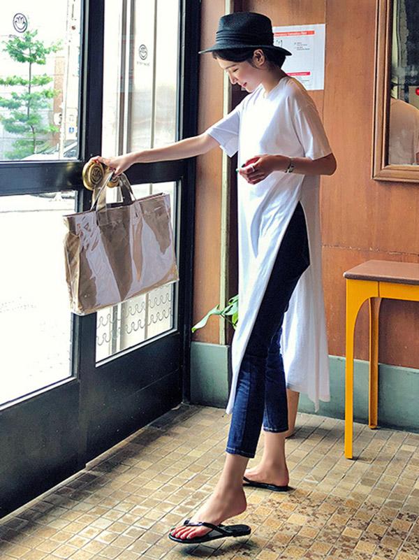 Casual Simple Split-Side Designed Long T-Shirt - Image 7