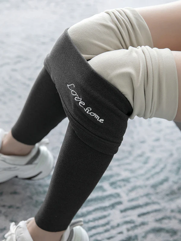 Casual Skinny Leg Keep Warm Solid Color Leggings - Image 11