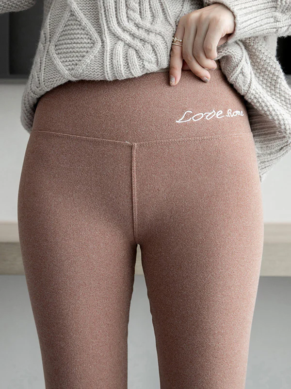 Casual Skinny Leg Keep Warm Solid Color Leggings - Image 13