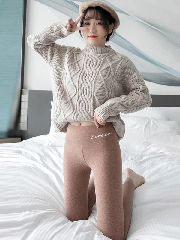 Casual Skinny Leg Keep Warm Solid Color Leggings - Image 14