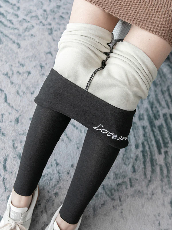 Casual Skinny Leg Keep Warm Solid Color Leggings - Image 8