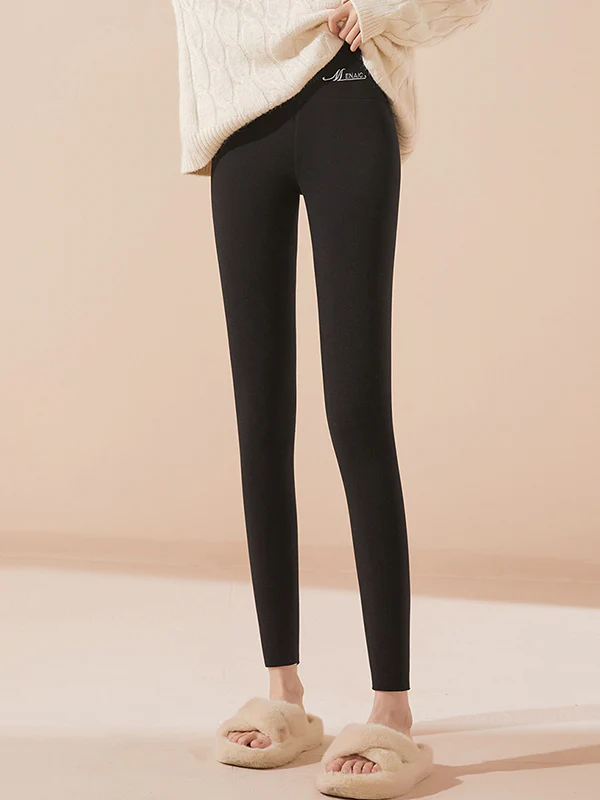 Casual Skinny Leg Letter Print Solid Color Leggings - Image 12