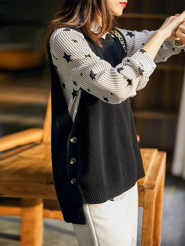 Casual Sleeveless Loose Solid Color Round-Neck Knitting Vest Outerwear - Image 5