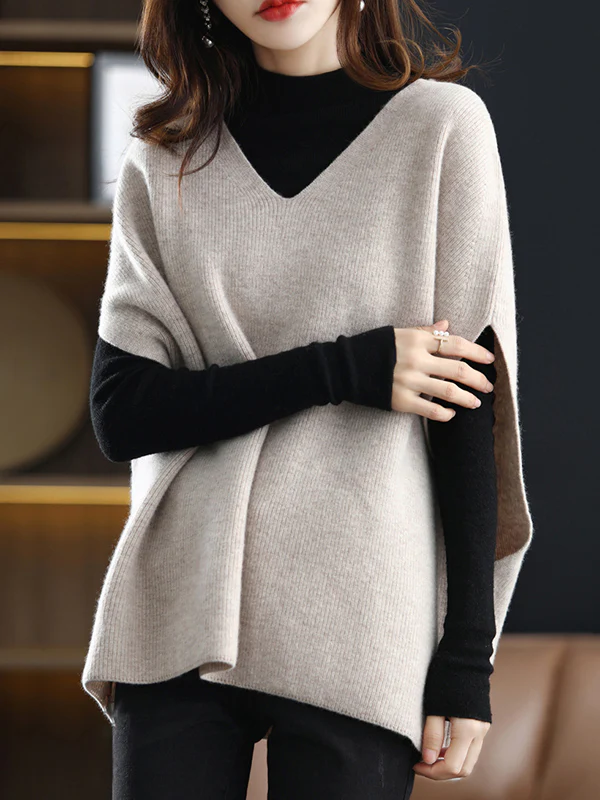 Casual Sleeveless Loose Solid Color V-Neck Vest Top - Image 11