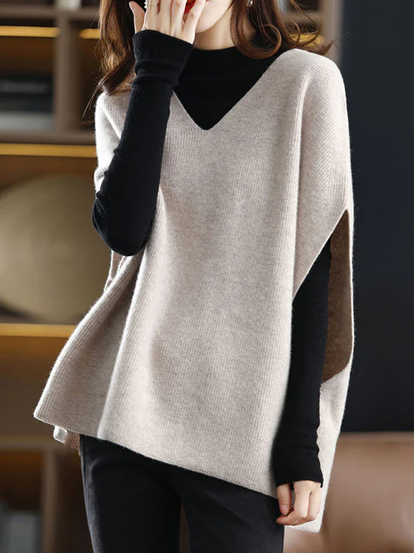 Casual Sleeveless Loose Solid Color V-Neck Vest Top - Image 12