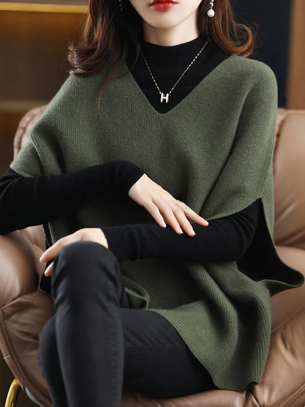 Casual Sleeveless Loose Solid Color V-Neck Vest Top - Image 16