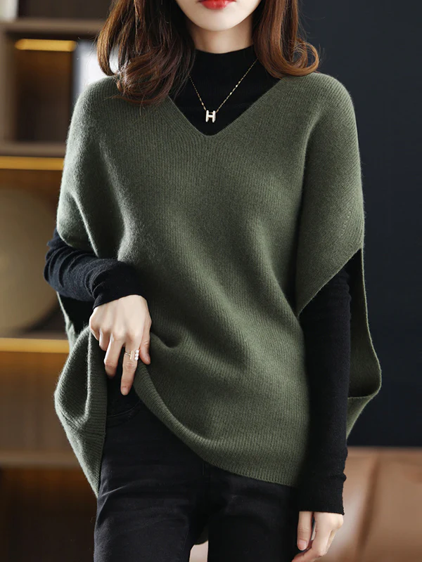 Casual Sleeveless Loose Solid Color V-Neck Vest Top - Image 17
