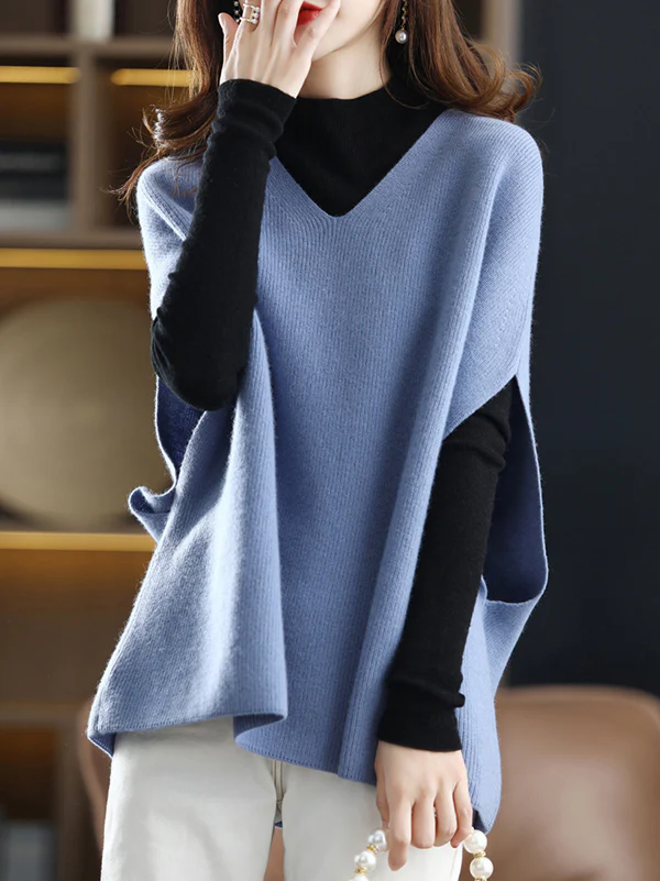 Casual Sleeveless Loose Solid Color V-Neck Vest Top - Image 4