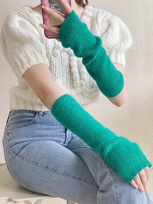 Casual Solid Color Arm Warmers Accessories - Image 4
