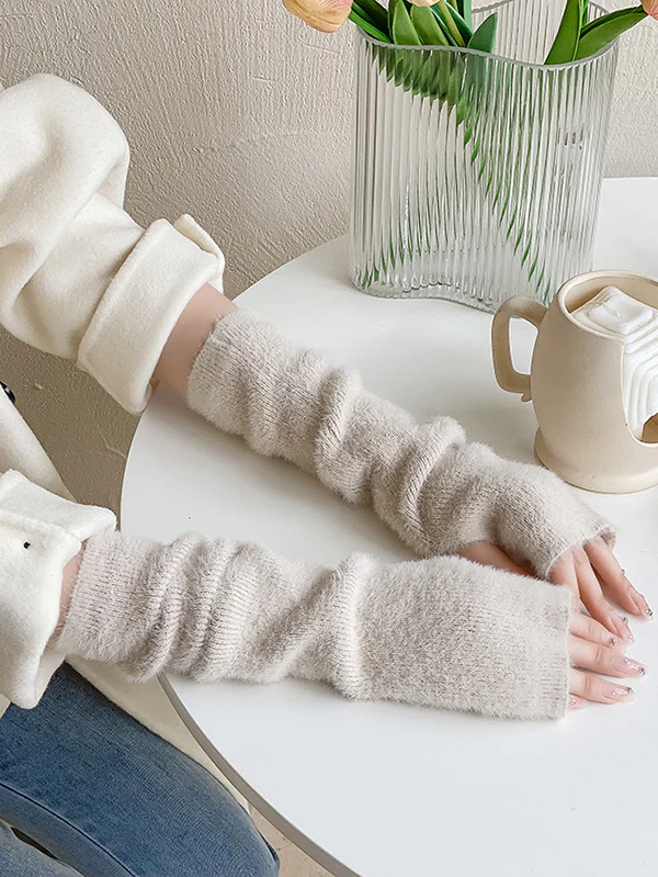 Casual Solid Color Arm Warmers Accessories - Image 5