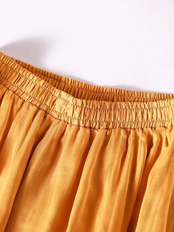 Casual Solid Color Chiffon Column Wide Leg Pants&Skirt - Image 30