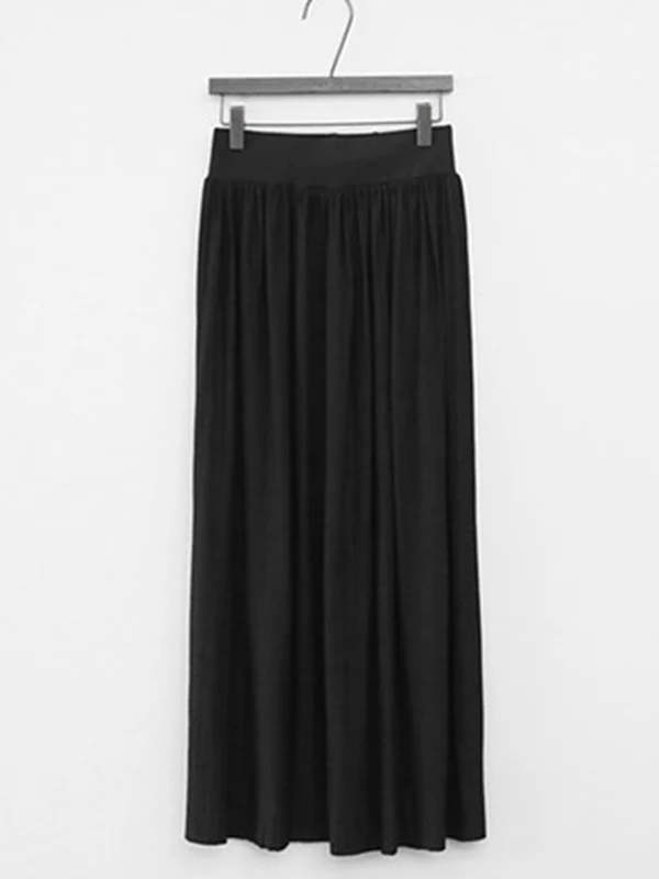 Casual Solid Color Elasticity Waist Pleated Skirts - Image 19