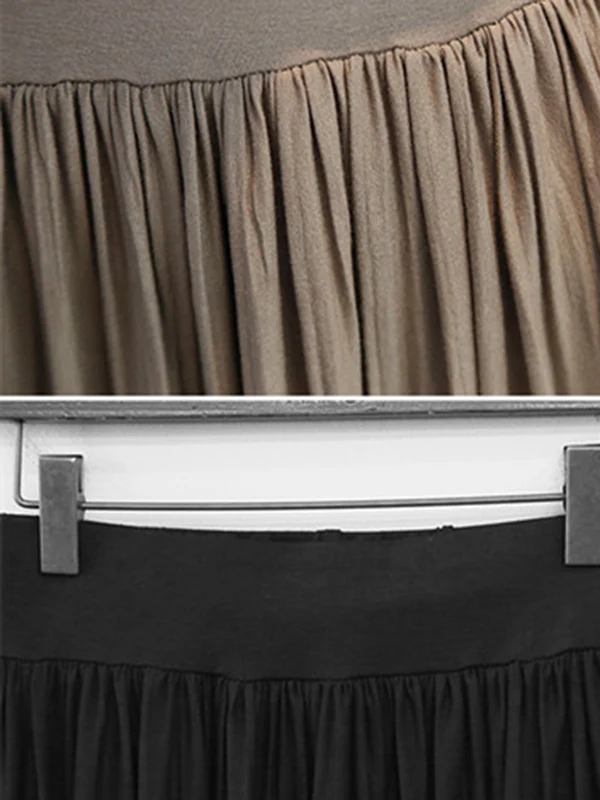 Casual Solid Color Elasticity Waist Pleated Skirts - Image 20