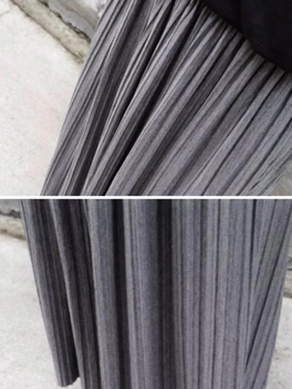 Casual Solid Color Elasticity Waist Pleated Skirts - Image 22