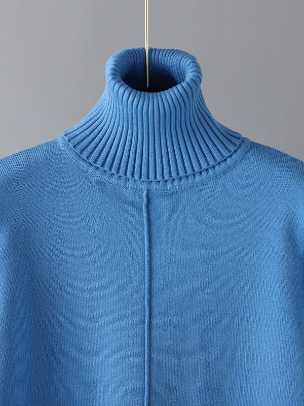 Casual Solid Long Sleeves High-Neck Sweater Tops & Drawstring Wide Leg Pants Suits - Image 14