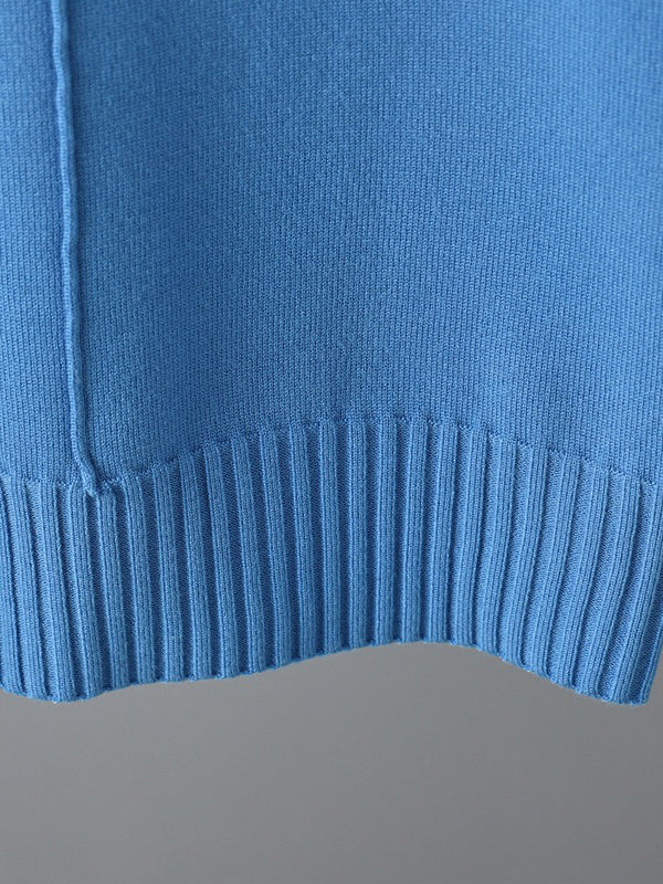 Casual Solid Long Sleeves High-Neck Sweater Tops & Drawstring Wide Leg Pants Suits - Image 16