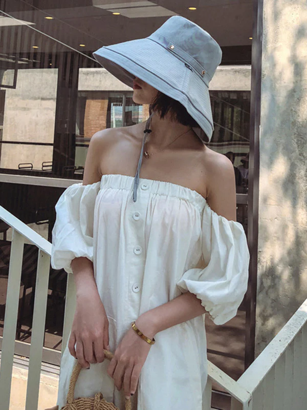 Casual Solid Sun-Protection Large Wide Brim Bucket Hat - Image 21