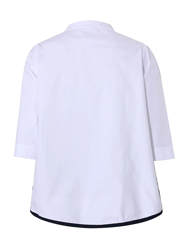 Casual Three-Quarter Sleeves Loose Embroidered Stand Collar Blouses&Shirts Tops - Image 12