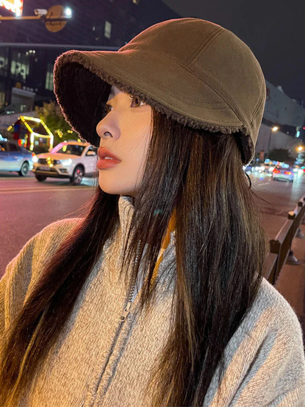 Casual Velvet Keep Warm Bucket Hat - Image 3