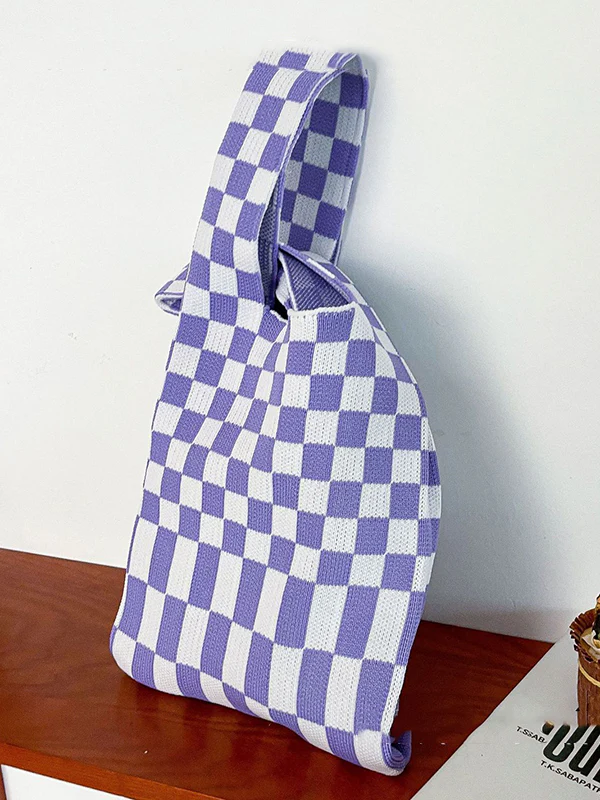 Casual Weave Contrast Color Plaid Bags Accessories - Image 12