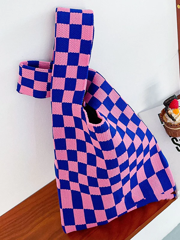 Casual Weave Contrast Color Plaid Bags Accessories - Image 13