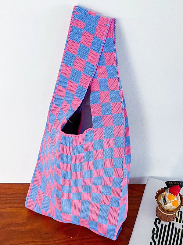 Casual Weave Contrast Color Plaid Bags Accessories - Image 14