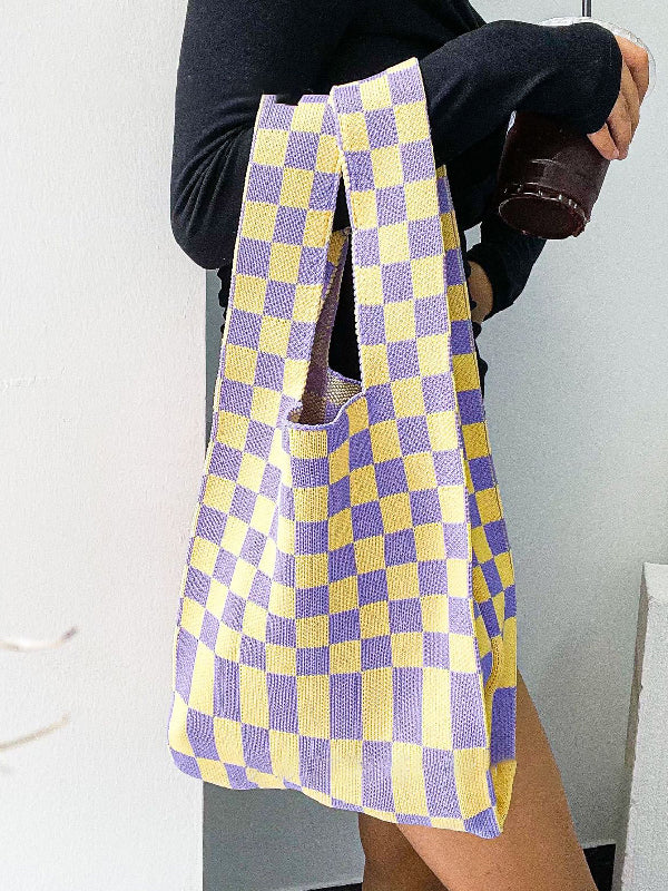 Casual Weave Contrast Color Plaid Bags Accessories - Image 3
