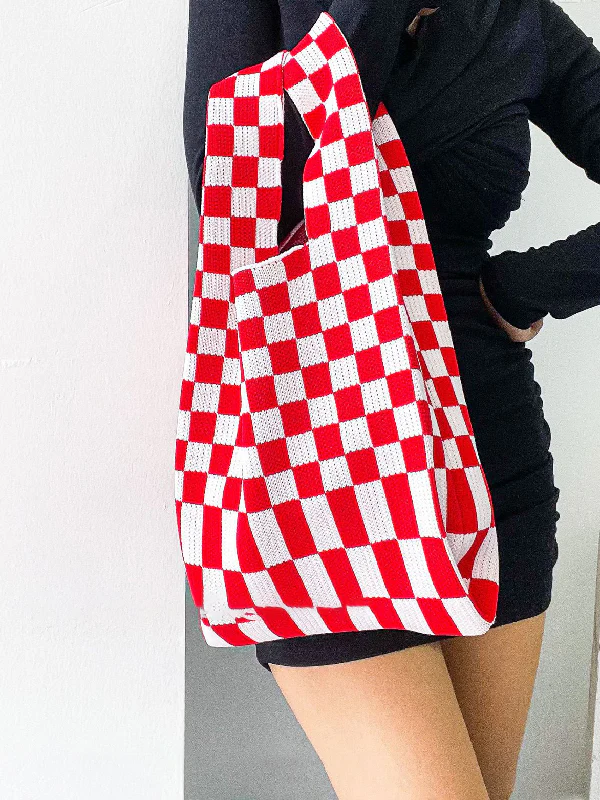 Casual Weave Contrast Color Plaid Bags Accessories - Image 4