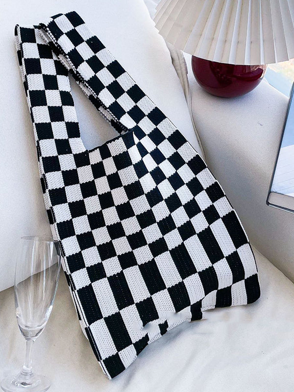 Casual Weave Contrast Color Plaid Bags Accessories - Image 6