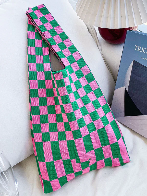 Casual Weave Contrast Color Plaid Bags Accessories - Image 7
