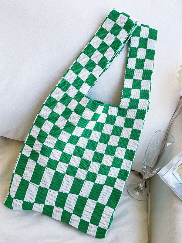 Casual Weave Contrast Color Plaid Bags Accessories - Image 8