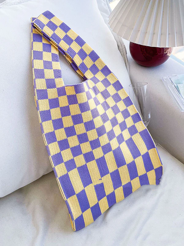 Casual Weave Contrast Color Plaid Bags Accessories - Image 9