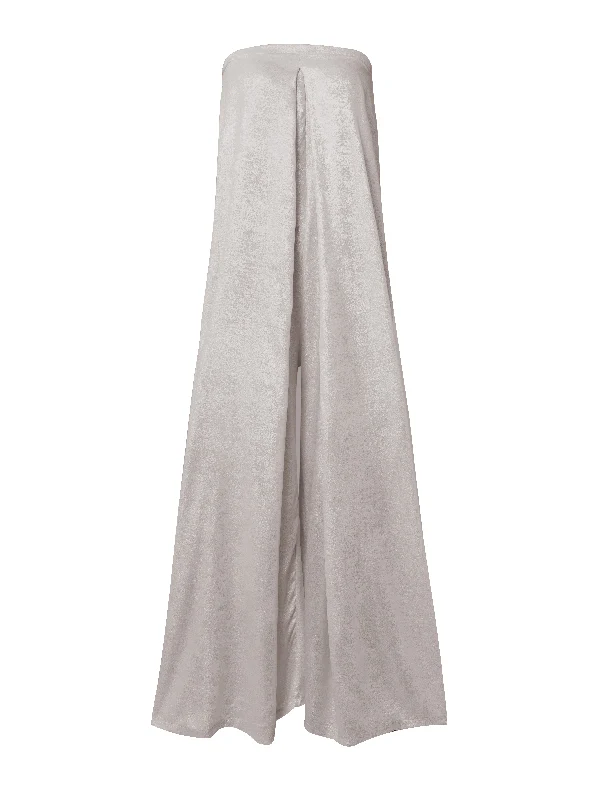 Casual Wide Leg Strapless Solid Color Tube Jumpsuits - Image 3